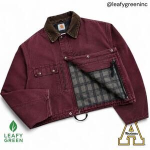 Carhartt RDW Crimson Red Cropped Detroit Duck Canvas Jacket us sz M Boxy
